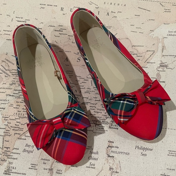 Janie and Jack Other - Janie & Jack Plaid Bow Flat Big Girls Size 2 NWOT